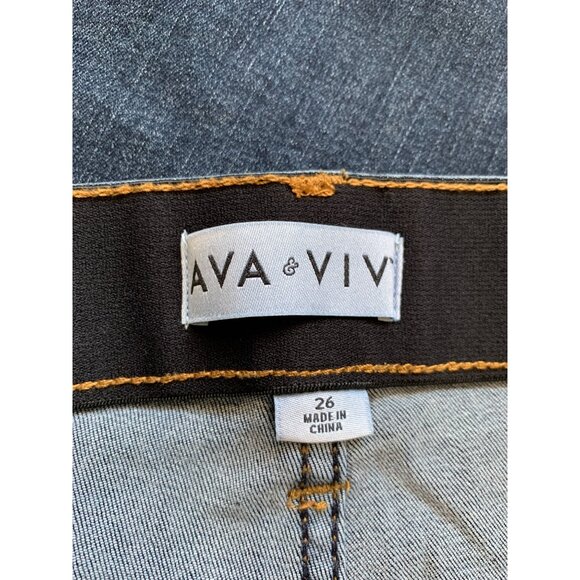 Ava & Viv Plus Size Womens Dark Blue High Rise Skinny Denim Jeans Size 26 - Picture 9 of 12